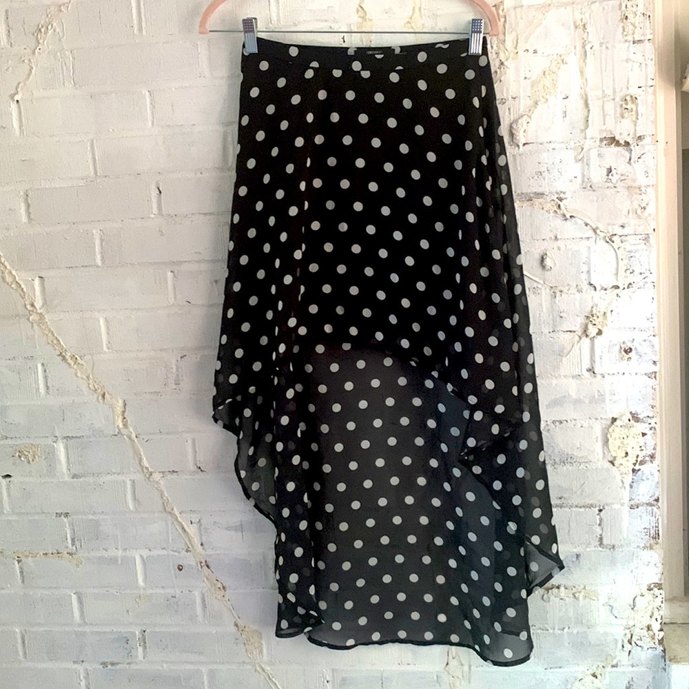 Forever21 high-low sheer polka dots skirt size small